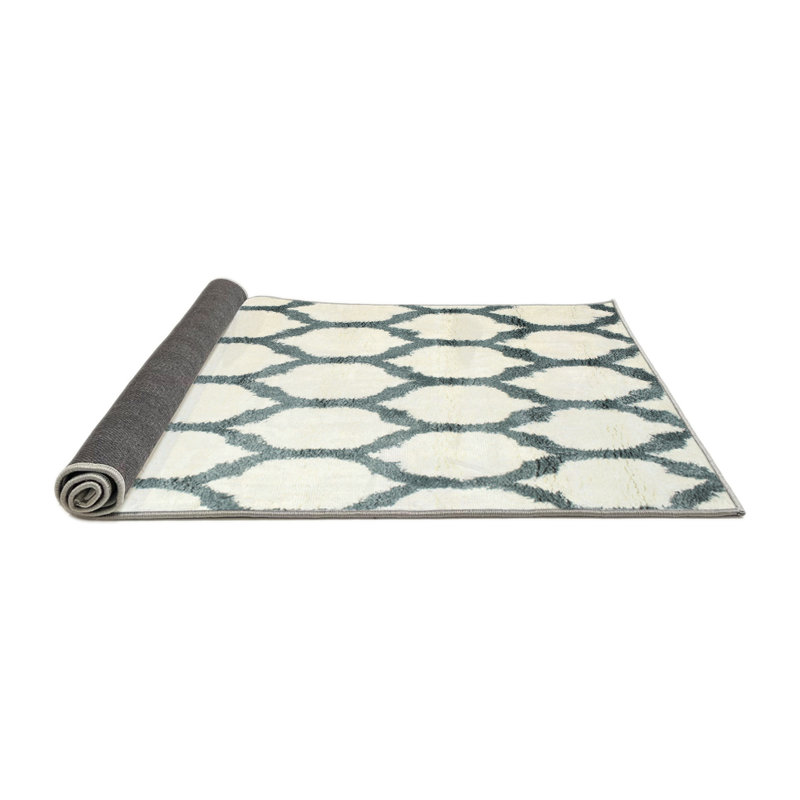 Tapis gris/zone blanche contemporaine, Rond 7 pi
