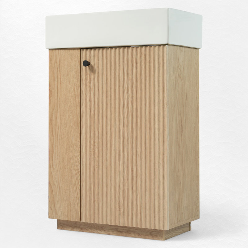 Meuble-lavabo simple 22 po avec plateau en céramique, Bois, Right Hinge