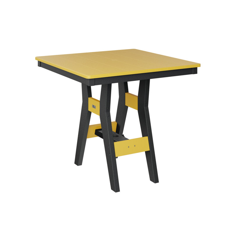 Harbor Outdoor Square Dining Table, 30.37" H x 33" W x 33" D, Black, Sunburst Yellow