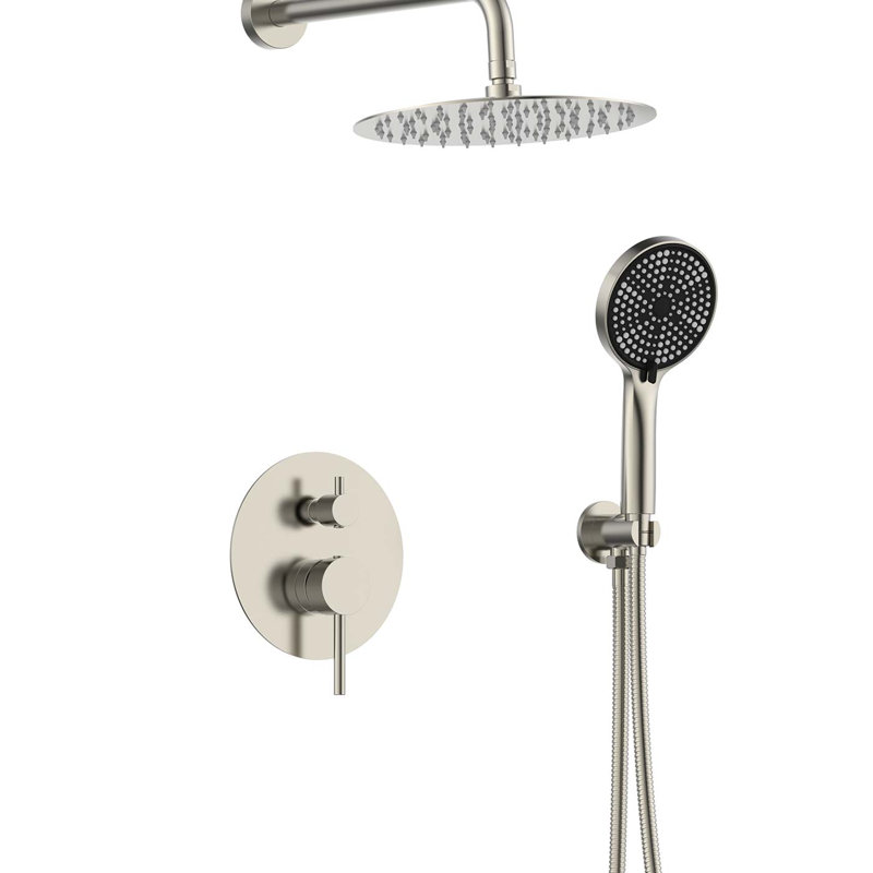 DAX Salerno Round Shower System with Hand Shower, Brushed Nickel, Nickel