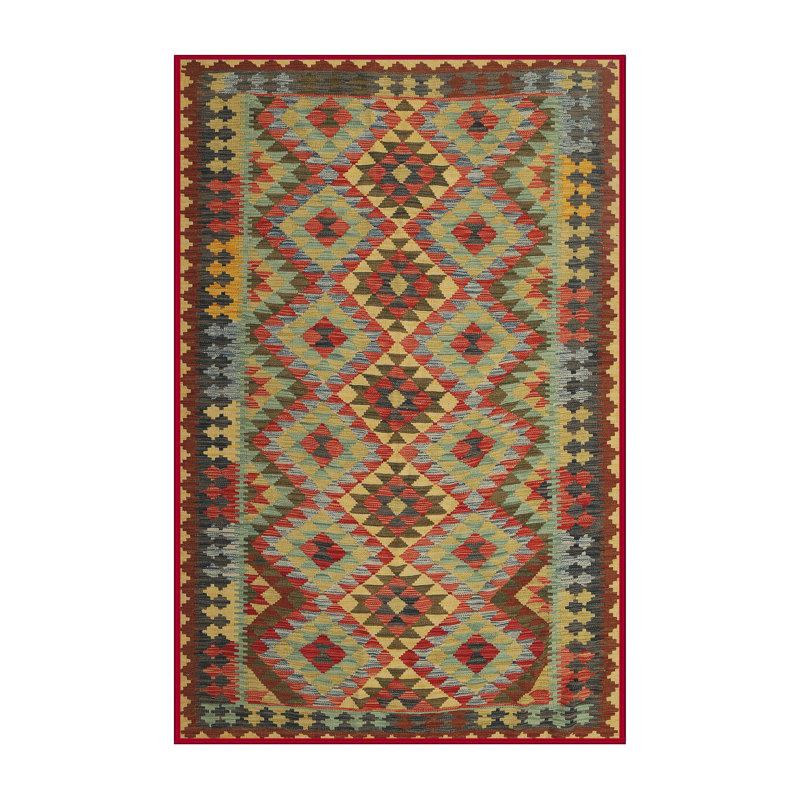 Tapis brun/gris/rouge contemporain, Rectangle 5 pi x 7 pi