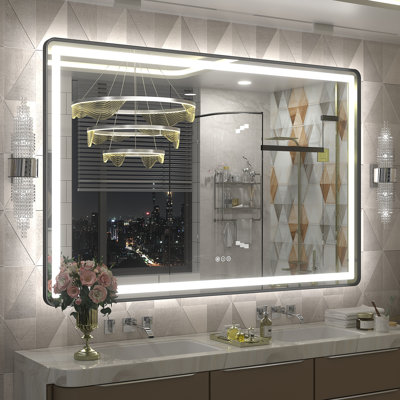Miroir de salle de bain / de salle de bain anti-buée à DEL certifié Aevar avec garantie de 3 ans UL
