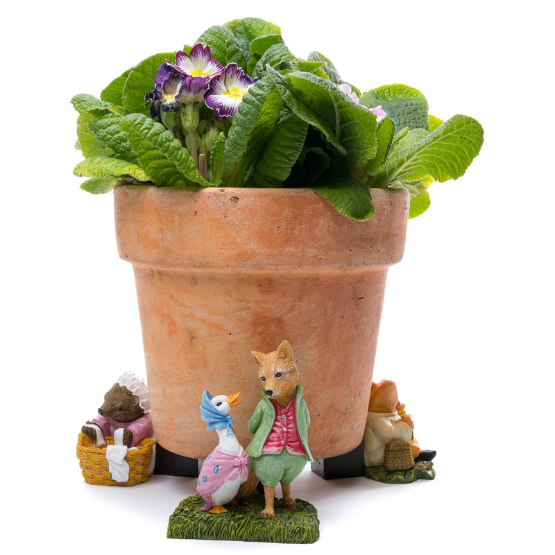 Carreen Stone Weather Resistant Planter Feet, Light Brown/Green/Pink