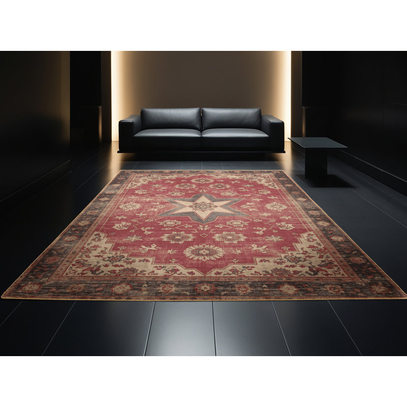 Tapis moelleux moelleux à motif abstrait moderne et contemporain Finnell, 2 x 3