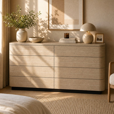 8-Drawer Chest with Rounded Sides & Wood-Grain Finish