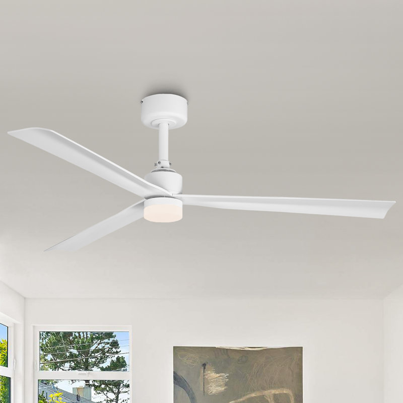 50" Modern White Propeller 3CCT LED Ceiling Fan with Lights and Remote Control, Dimmable, 6-Speed Reversible DC Motor, Timer 