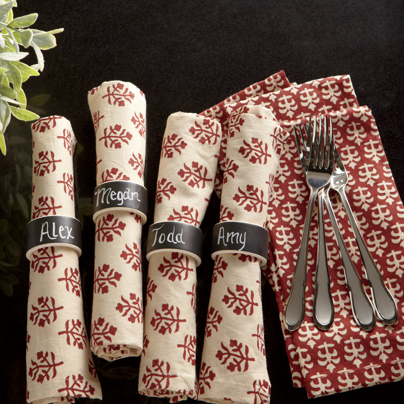 Suzanne Cotton Floral Square Napkin, Red