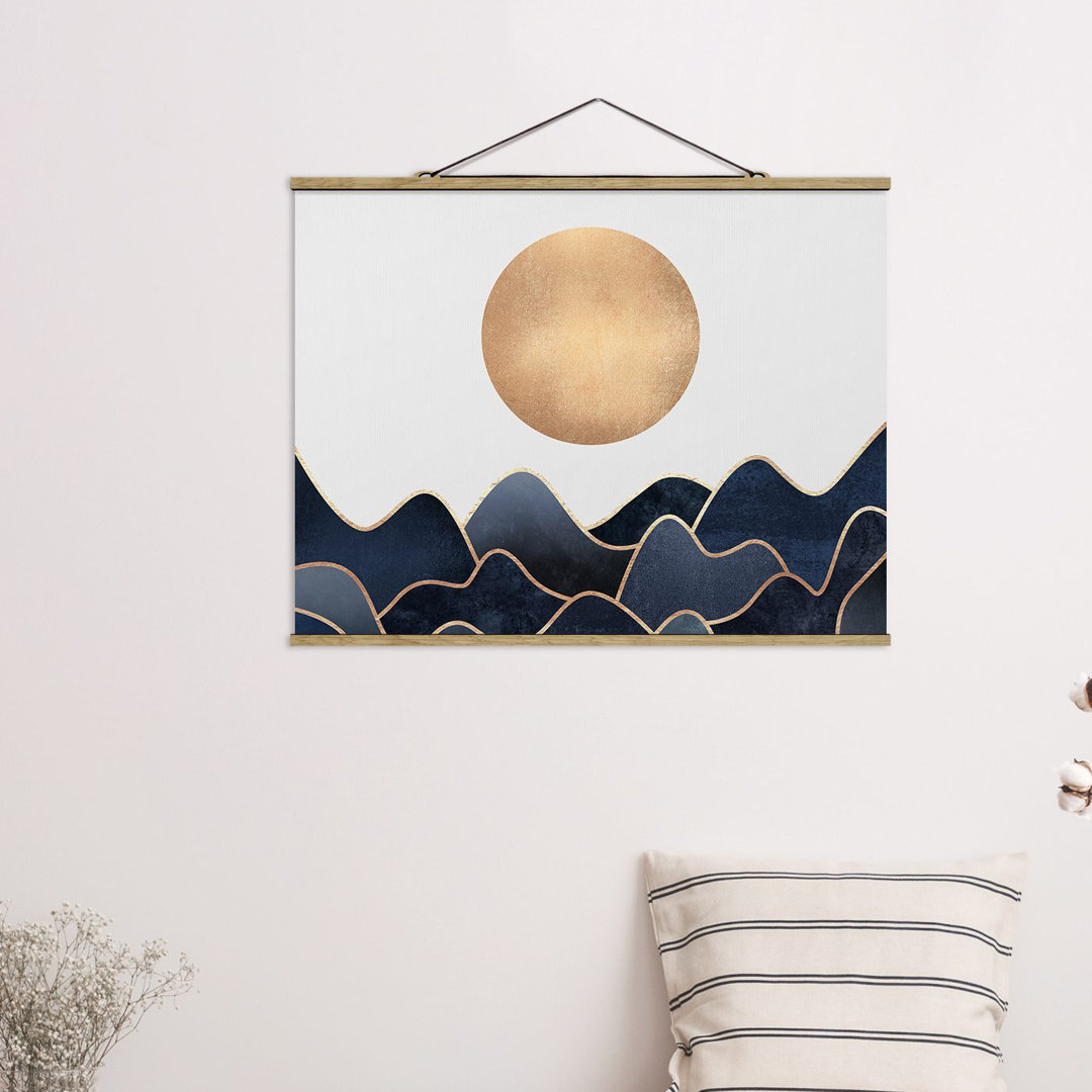 Poster Golden Sun Blue Waves von Elisabeth Fredriksson