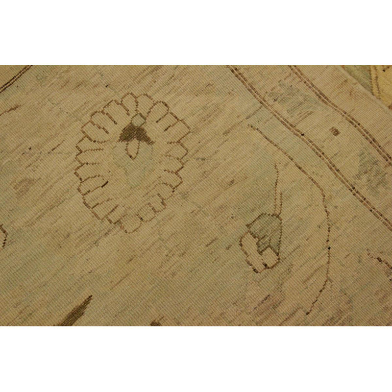 Tapis en laine vert/brun clair 13 pi 3 po x 17 pi 9 po noué la à la main one-of-kind Aarhus