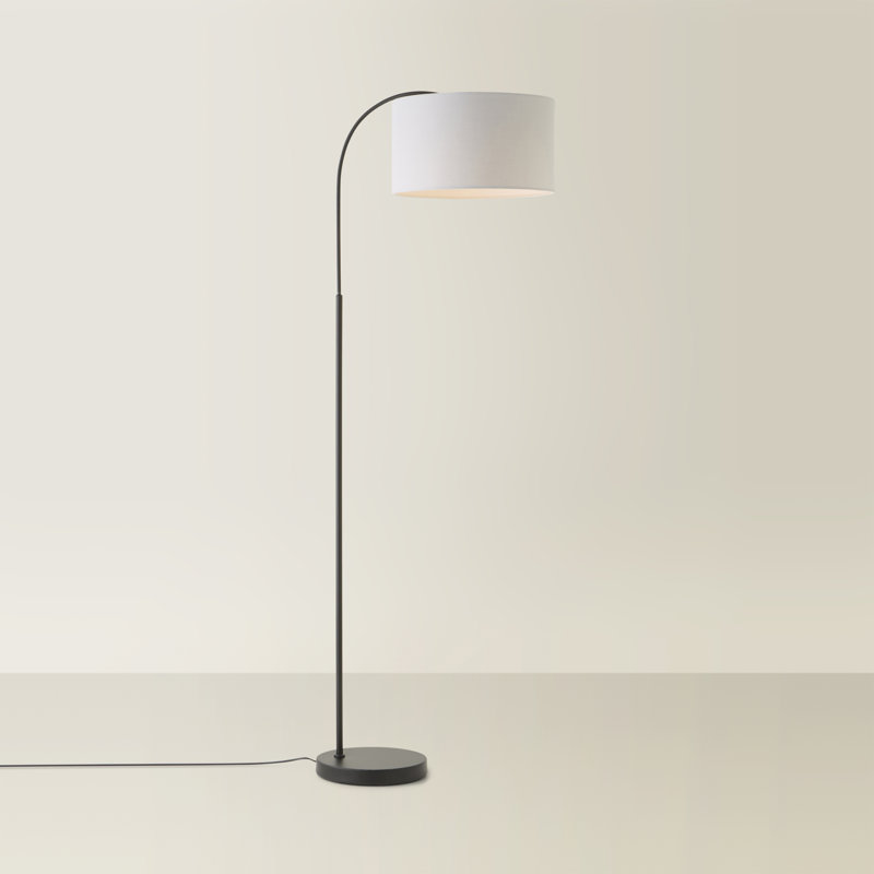 Domani 143cm Black Arched Floor Lamp, Grey