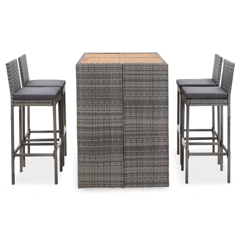 Ayliah Rectangular 4 - Person Bar Height Dining Set with Cushions, Beige