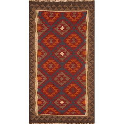 Reversible Wool Kilim Oriental Runner Rug 3x7