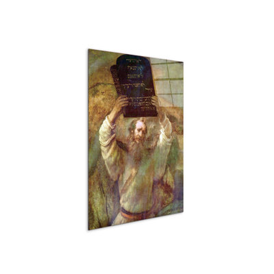 Moses with the commandments By Rembrandt 80cm H X 60cm W CrystalArt Material Acrylic Glass Effect, Frameless Panel Lightweight Ready to Hang