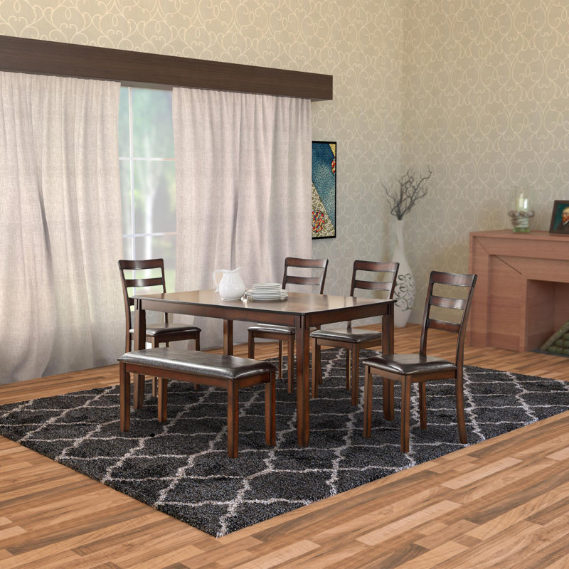 Luciean 6 - Person Solid Wood Solid Wood Top Four Leg Dining Set