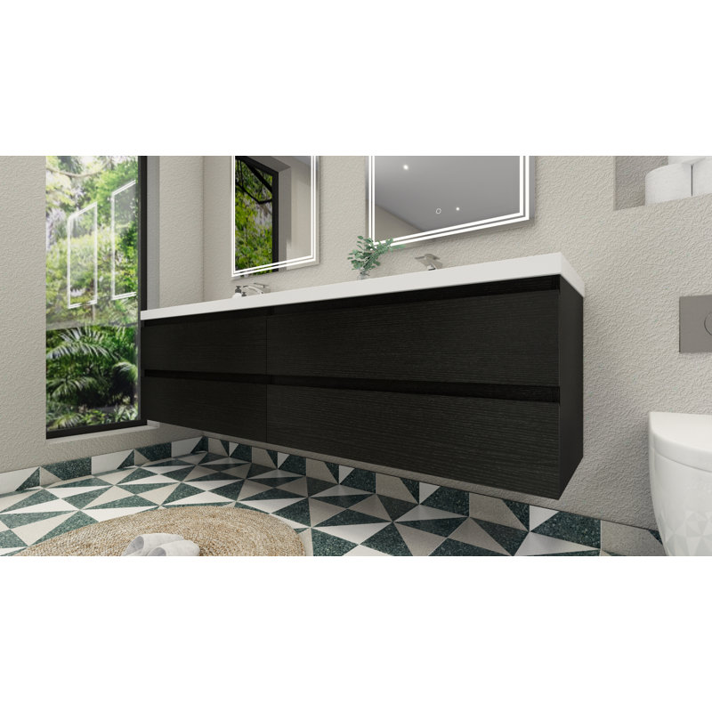 Amahia Double Bathroom Vanity with Acrylic Top, Rich Black