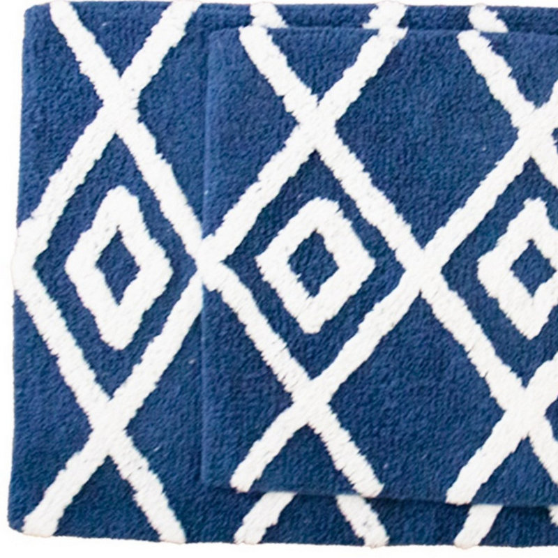 Jalien Cotton Bath Rug, Classic Blue