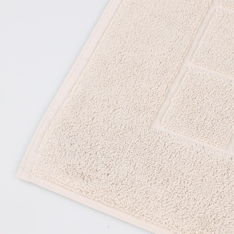 100% Cotton Thick & Absorbent Reversible Checkered Bath Mats - Set Of 2, Stone