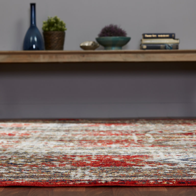 Decker Southwestern Area Rug in Red, Rectangle 5'3" x 7'6"