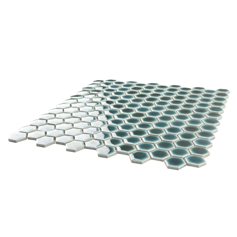 Hudson 1" x 1" Porcelain Honeycomb Mosaic Wall & Floor Tile, Green