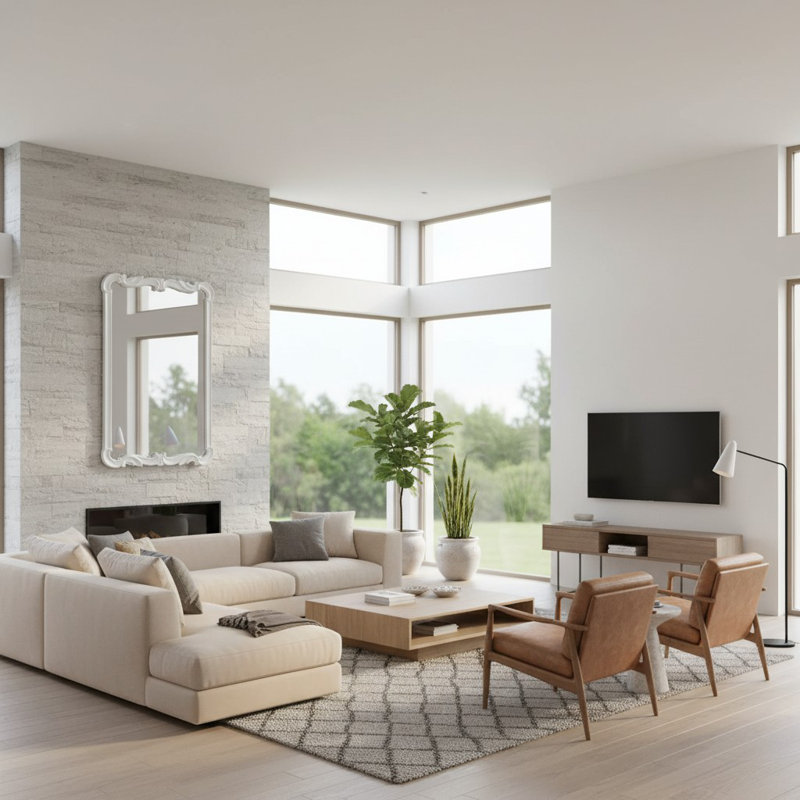 Miroir mural Asbille, Blanc