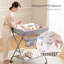  Table à langer pliante portative avec roues - Station de couches réglable en hauteur avec coussin imperméable et organisateur de rangement pour chambre de bébé-692492868