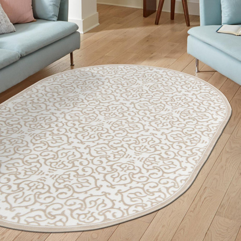 Anah Damask Indoor Rug, Oval 7'1" x 10'