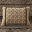 Couvre-lit très grand réversible - 5 pièces brun / doré, feuille, rayures et motifs, 2 taies décoratives, coussins décoratifs, lavable à la machine