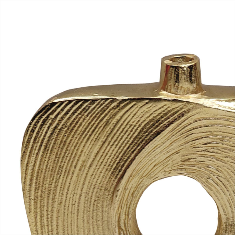 Handmade Aluminum Table Vase, Gold, 10" H x 10" W x 1.5" D