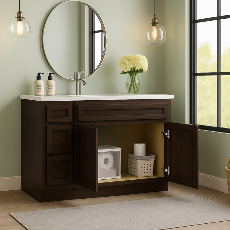 Base de meuble-lavabo simple 48 po seulement, Brun