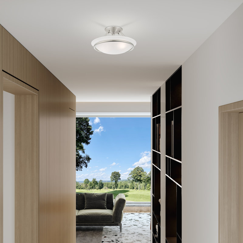 Wilbrecht Glass Semi Flush Mount, 5" H, Brushed Nickel