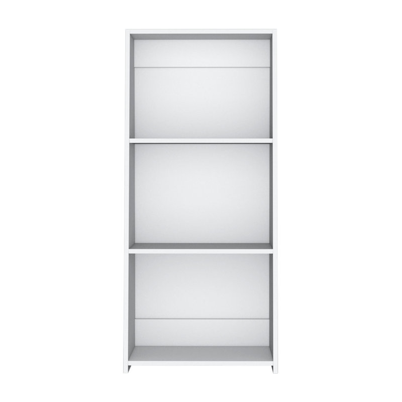 Élégante bibliothèque fonctionnelle à trois niveaux pour rangement et présentation organisés, Blanc