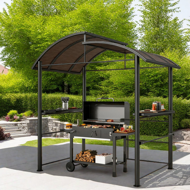 Pergola à auvent en acier et en aluminium durable, pavillon de jardin extérieur moderne pour recevoir