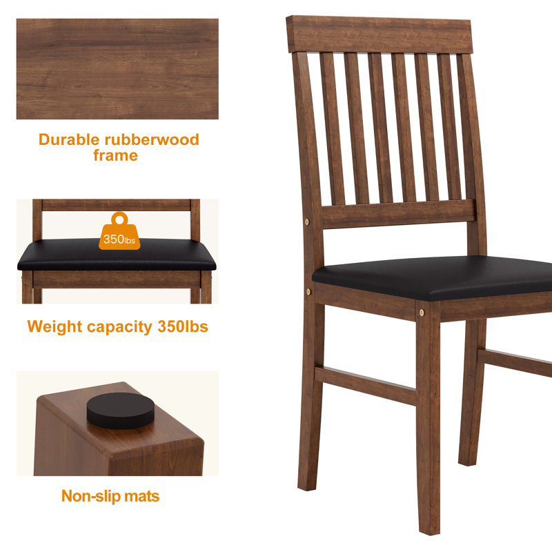 Mont Rubber Wood Dining Chairs Set Of 2, Brown Wood