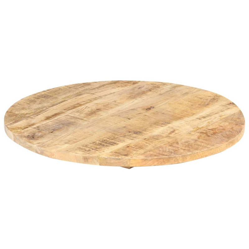 Plateau de table rond en bois massif de manguier, Brun clair, H 1,06 po x l 23,6 po x P 23,6 po