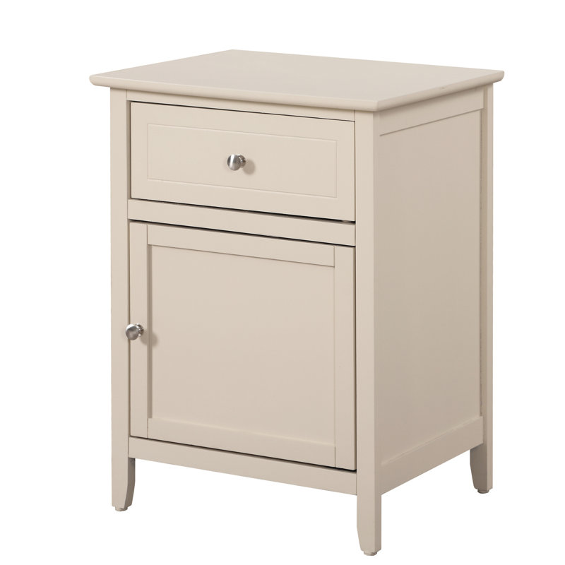 Design Beige Nightstand With Spacious Drawer And Hidden Storage Cube Transitional Nightstand: 25"h X 19"w 15"d, Functional