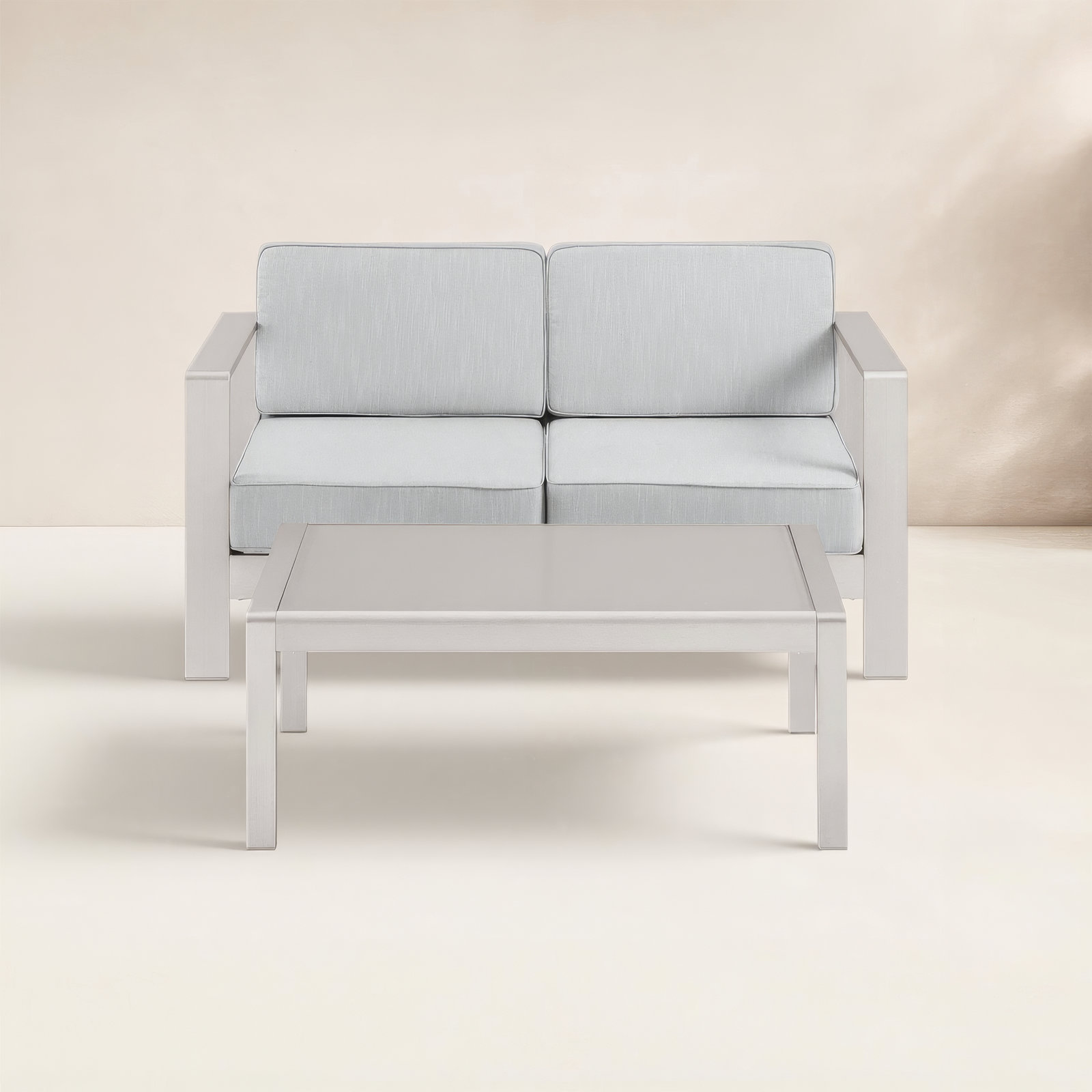 2-Person Patio Seating Group, Gray Frame/Gray Cushion