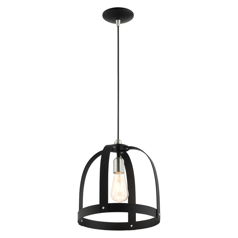 Fellers 1 - Light Textured Black Single Pendant, 18" H x 11.5" W x 11.5" D