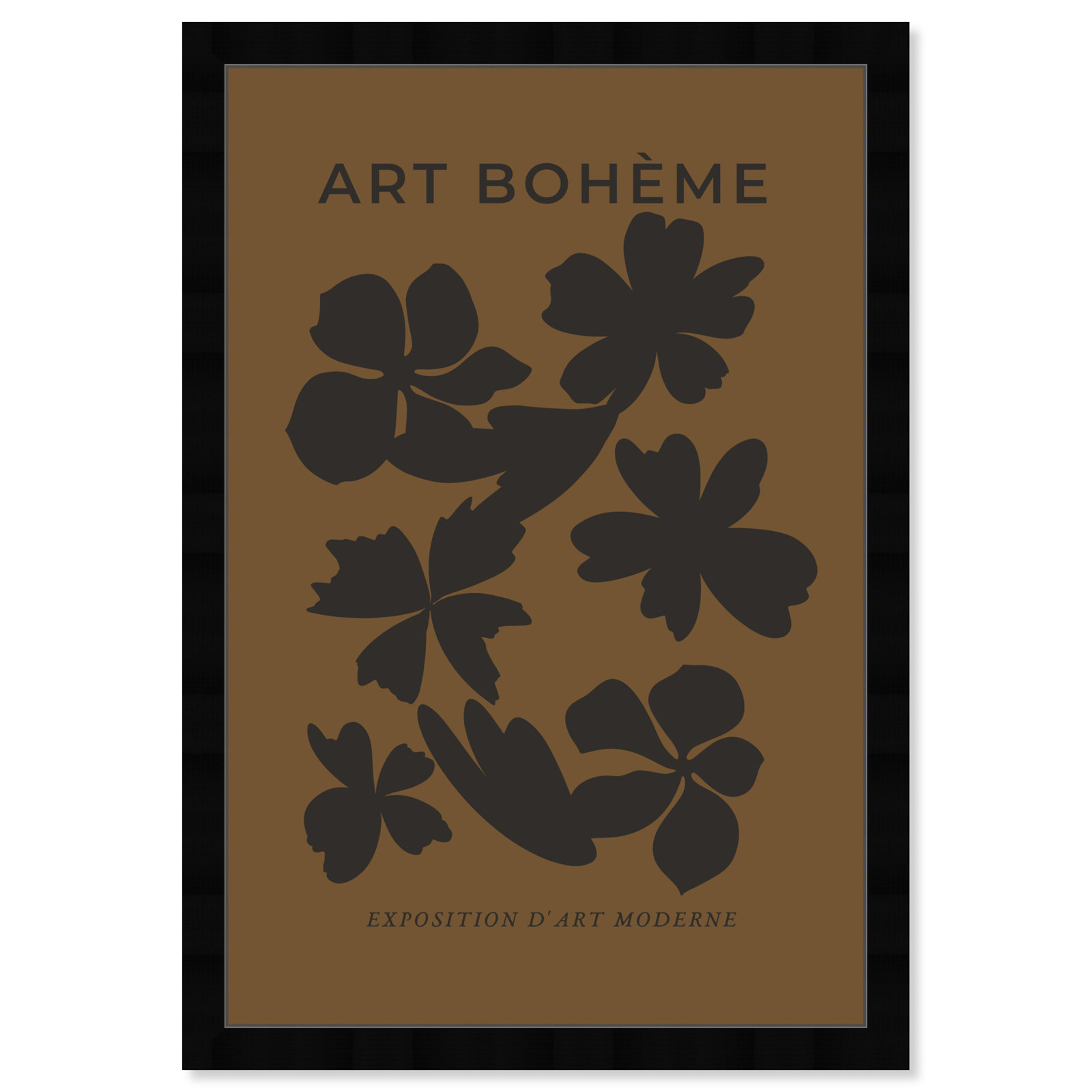 Minimal Black And Brown Floral Pattern by Oliver Gal, Black, 26" H x 18" W