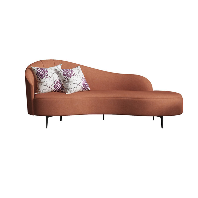 Chaise simple rembourrée en tissu éponge inclinable de style simple, Accoudoir à gauche (vu de face), Orange