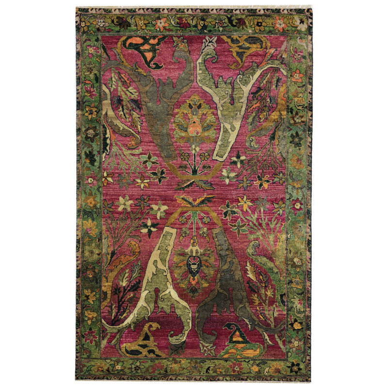 Tapis unique en laine 4 pi x 6 pi 7 po Silk Treasures