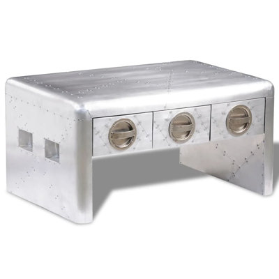 Aluminum Frame Single Coffee Table with Storage