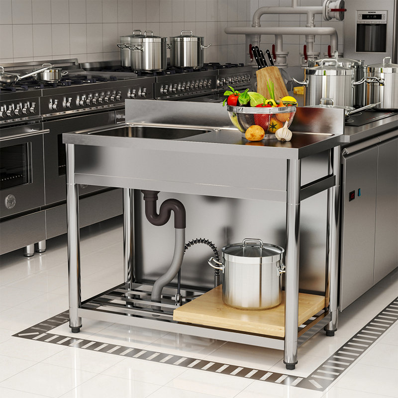 Belfry Kitchen Heideman 500mm W Single Bowl Stainless Steel Freestanding Kitchen Sink with 1 Faucet Hole