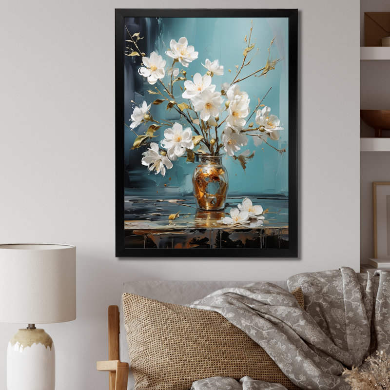 Fleur de pommier monochromatique élégance XVIII - art mural floral salon, H 20 po x l 12 po x P 2 po