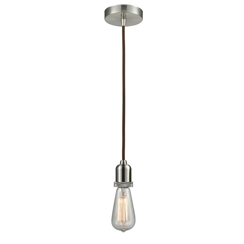Luminaire suspendu pour une seule ampoule 1 lumières Webber, Nickel satiné / brun