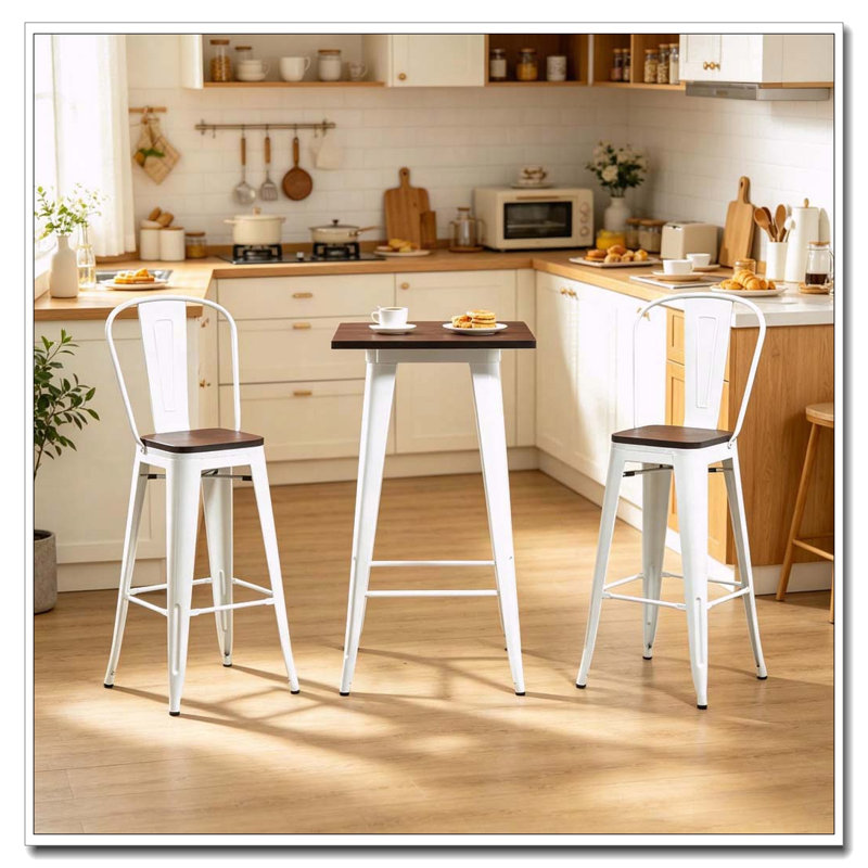 3-Piece Industrial Bar Table and Chairs Set