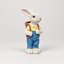 Statue de lapin de jardin en salopette bleue
