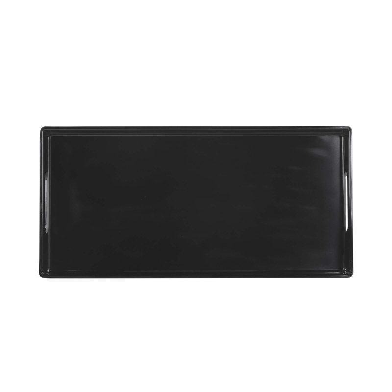Black Rectangular Melamine Serving Tray with Handles