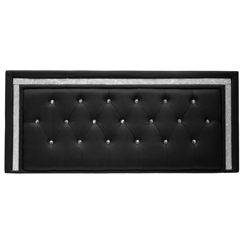 Demps Tufted Low Profile Platform Bed with Metal Legs, Queen, Black