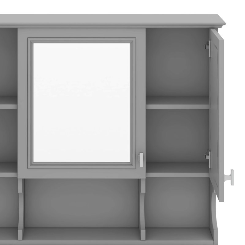 Armoire de salle de bain avec miroir, armoire à pharmacie murale avec tablettes réglables et espaces ouverts, armoire de rangement pour salle de bain 35 "x 28"
