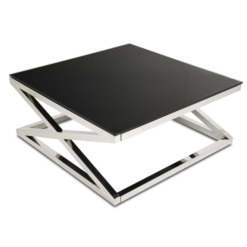 Demetrius Cross Legs Coffee Table, 42 H x 100 W x 100 L, Black